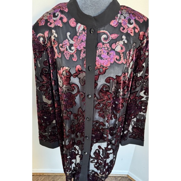 Vtg Y2K Dressbarn Top Tunic 18W Burnout Velvet Fairy Whimsigoth Boho Festival - Picture 5 of 16